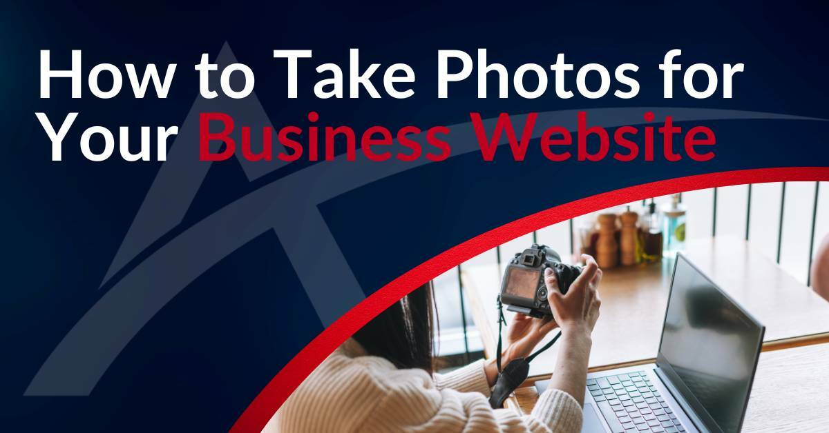 A Woman Holding a Professional Digital Camera With a Laptop on a Table in the Background | How To Take Photos for Your Business Website | Arcminute Marketing