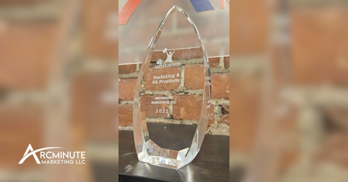 Award of Arcminute Marketing 2025 Best of MichBusiness